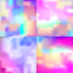 Poster - Pastel Colored Hologram Wallpaper. Clouds in the Sky. Sunset Background. Abstract Pearl Texture.
