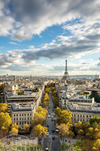 Paris Skyline In Autumn With View Of Eiffel Tower