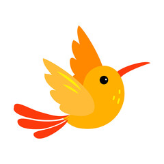 Poster - Cute Little Yellow Flying Bird Cartoon Vector Illustration