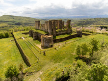 Panoramic Aerial View Of Lagarde Castle In Ariège Occitanie France