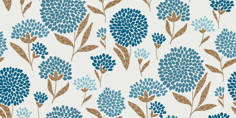 Abstract plant vector hand draw illustrations. Seamless pattern. Flat design. Doodle graphic. Children, kids sketch drawing. Fashion modern style. Endless fabric print.