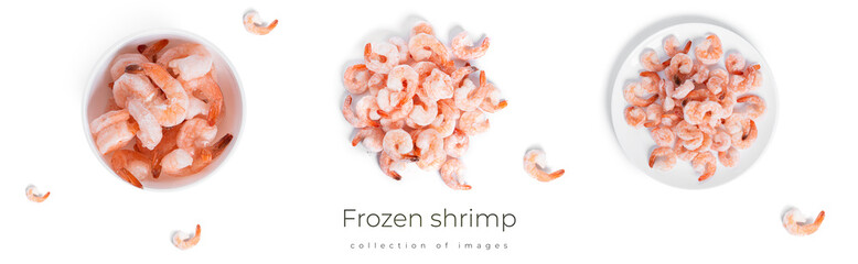 Frozen shrimp isolated on a white background.