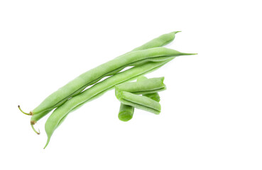 Wall Mural - Green beans isolated on white background.