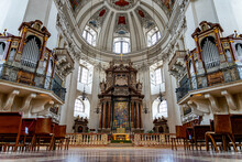 Mesmerizing View Of Salzburg Cathedral Or Salzburger Dom Interior