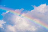 Fototapeta Tęcza - Real Maui, Hawaiian Rainbow, Anuenue over the blue sky, heavenly sky, white cloud