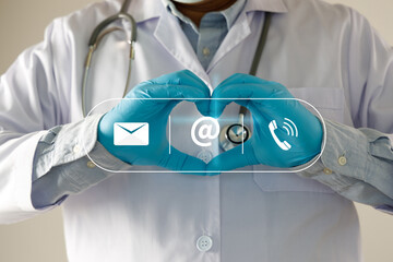 Poster - doctor  show plese Contact Us line contact hand telephone  email address on Website page contact us or e-mail