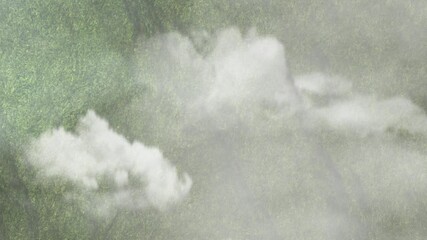 Wall Mural - fly over clouds and landscape 4k loop features a view from the sky looking down on grassy hills flyi