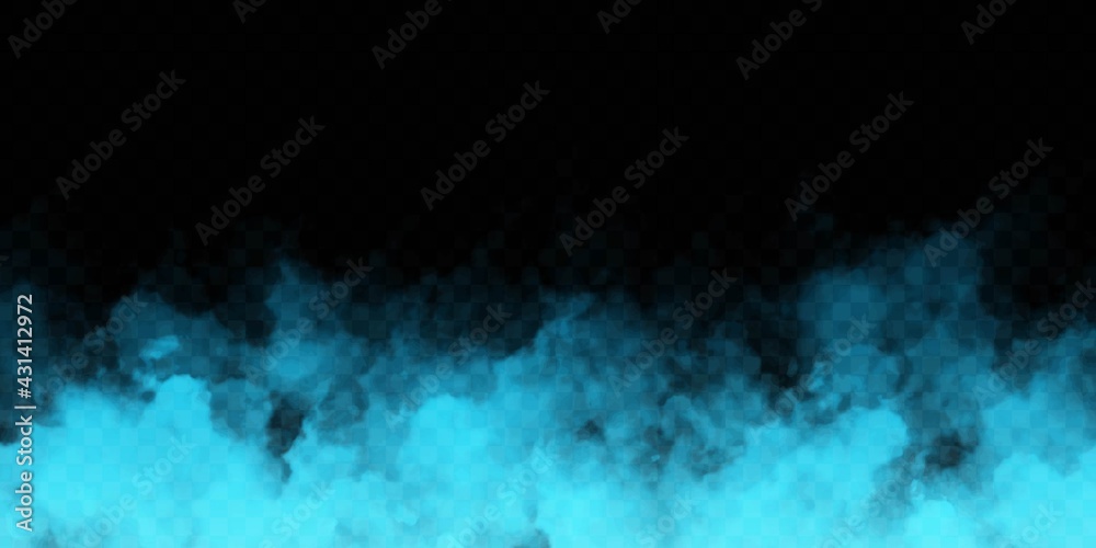 Vector realistic isolated Blue Smoke effect for decoration and covering on the transparent background. - obrazy, fototapety, plakaty 