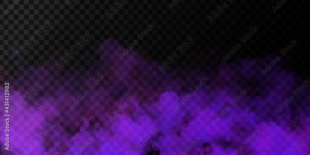 Vector realistic isolated Purple Smoke effect for decoration and covering on the transparent background. - obrazy, fototapety, plakaty 