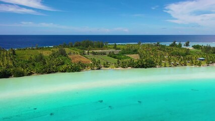 Wall Mural - global warming an sea level rise concept video, french polynesia. climate change and rising sea leve