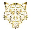 gold line art of tiger head. Good use for symbol, mascot, icon, avatar, tattoo, T Shirt design, logo or any design you want.
