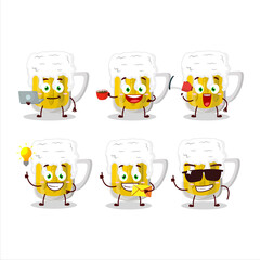 Wall Mural - Beer cartoon character with various types of business emoticons