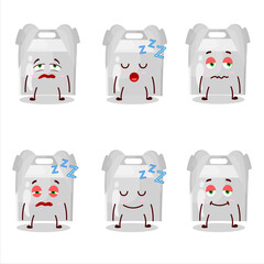 Sticker - Cartoon character of food bag with sleepy expression