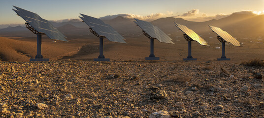 Wall Mural - solar farm in the desert