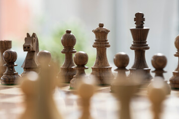 Wall Mural - Chess pieces arranged on the chessboard