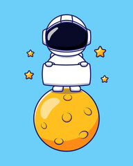 Wall Mural - Cute astronaut in the moon
