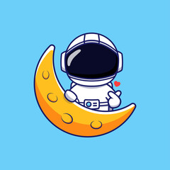 Wall Mural - Cute astronaut posing love hand