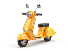 Yellow Retro Scooter Isolated On White Background - 3d Rendering
