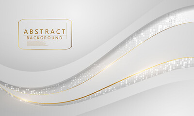 Abstract white gold background poster beauty with dynamic. technology network Vector illustration.