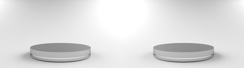 Wall Mural - 3d render of abstract white composition with podium. minimal studio with round pedestal. podium can 