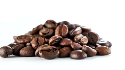 Poster - coffee bean rotating isolated on white background