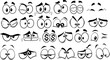 Outlined Cartoon Funny Eyes. Vector Collection Set Isolated On White Background