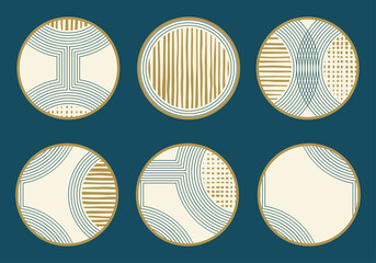 Wall Mural - highlight cover icon set with abstract geometric shapes and lines. social media, stories circle elem