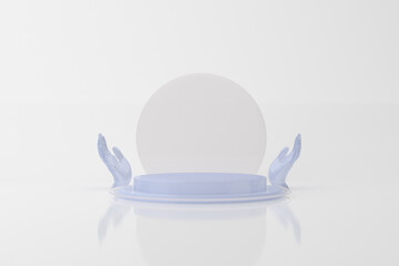 Poster - Mockup of abstract geometry podium, Minimal, Product presentation. 3D rendering.