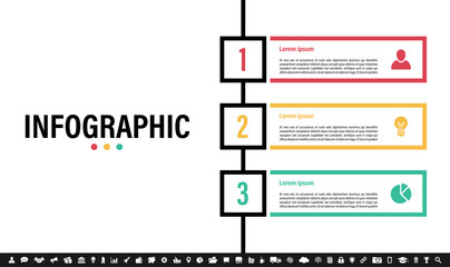 Wall Mural - Infographic design business concept vector illustration with 3 steps or options or processes represent work flow or diagram or web button banner