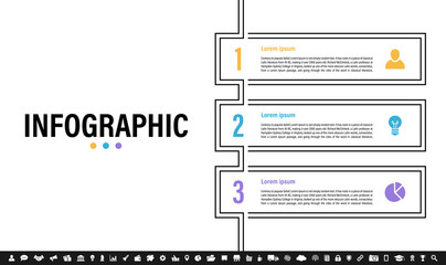 Wall Mural - Infographic design business concept vector illustration with 3 steps or options or processes represent work flow or diagram or web button banner