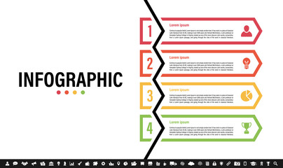 Wall Mural - Infographic design business concept vector illustration with 4 steps or options or processes represent work flow or diagram or web button banner