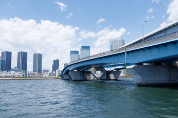 Wall Mural - 豊洲ふ頭から見た晴海ふ頭側のビル群と晴海大橋