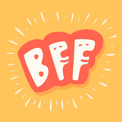 Wall Mural - bff. best friends forever. vector lettering card.