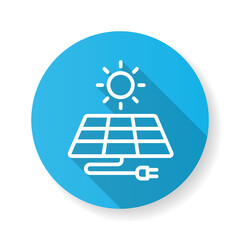 Sun energy icon with long shadow for graphic and web design.