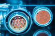 © Grispb - Round electrical connectors of different shapes. Connectors for connecting electrical equipment. Adjustment of electrical equipment. Adapters for industrial equipment.