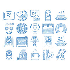 Poster - Sleeping Time Devices icon hand drawn illustration