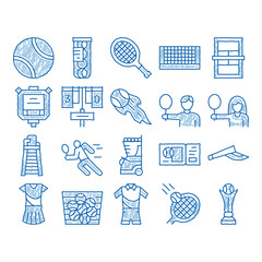 Sticker - Tennis Game Equipment icon hand drawn illustration