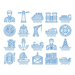 Sticker - Marine Port Transport icon hand drawn illustration