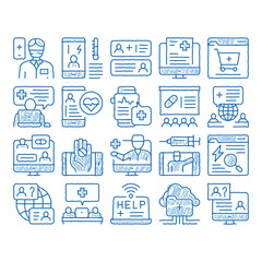 Poster - Online Doctor Advice icon hand drawn illustration