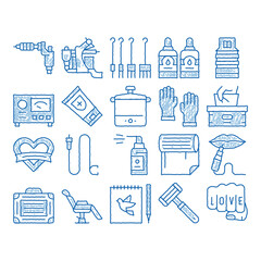 Sticker - Tattoo Studio Tool icon hand drawn illustration