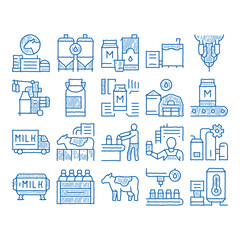 Poster - Milk Factory Product icon hand drawn illustration