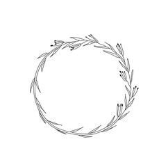 Wall Mural - hand drawn vector round floral wreath illustration