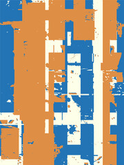 Poster - Abstract grunge vector background. Color handcrafted composition of overlapping irregular graphic elements.