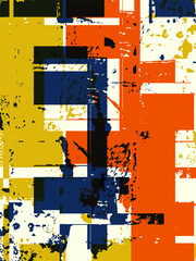 Poster - Abstract grunge vector background. Color handcrafted composition of overlapping irregular graphic elements.