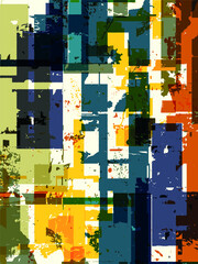 Poster - Abstract grunge vector background. Color handcrafted composition of overlapping irregular graphic elements.