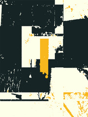 Poster - Abstract grunge vector background. Color handcrafted composition of overlapping irregular graphic elements.