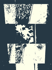 Poster - Abstract grunge vector background. Monochrome handcrafted composition of irregular geometric graphic elements.
