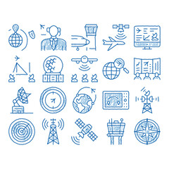Poster - Air Navigation Tool icon hand drawn illustration