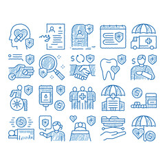 Poster - Health Insurance Care icon hand drawn illustration