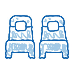 Poster - Two Single Place Beds doodle icon hand drawn illustration